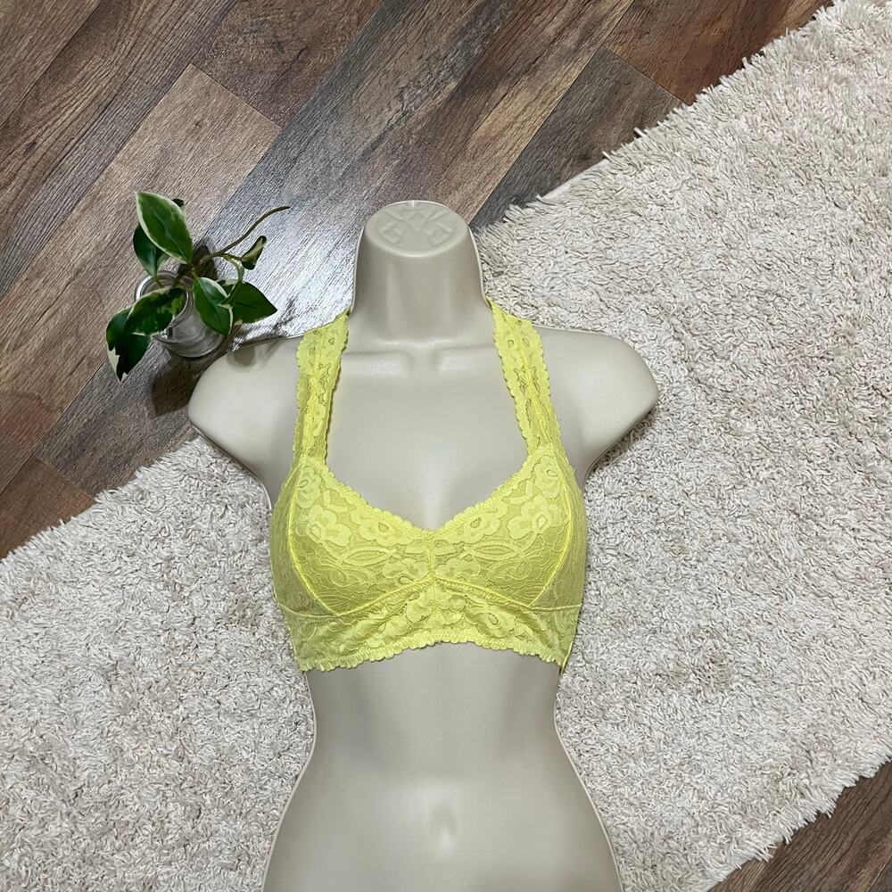 Intimately Free People XS Yellow Feminine Floral Lace Boho Galloon Bralette NWOT